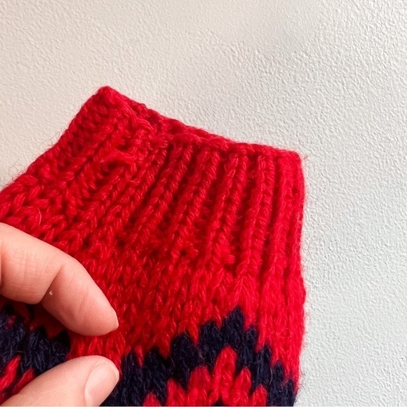 Vintage Jones New York Sport Red Hand Knitted 100% Wool Crew Neck Sweater Small - Picture 5 of 8